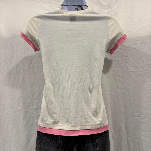 Y2K GAP Kids XL Graphic Tee Embroidered Pink Layered Baby Tee - Picture 5 of 8